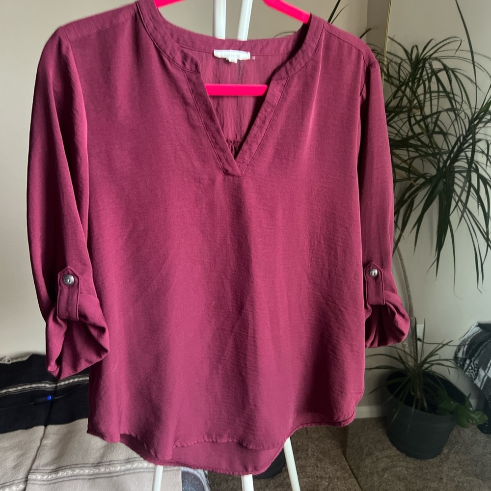 Maurices Deep Red V-Neck Blouse